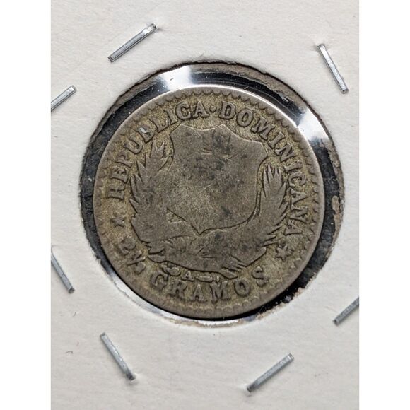 1897 Dominican 10 Centavos – 35% Silver, Bust Design - Picture 2 of 2